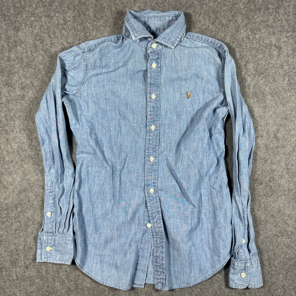 Polo Ralph Lauren Shirt Kids 6 Light Blue Slim Fit Chambray Button Down Pony